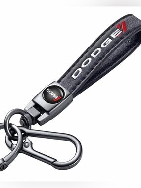 Dodge Genuine Leather Car Keychain Key Chain Key Ring Accessories(Black)